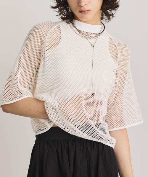 セール】2WAYメッシュクロップドトップス（Tシャツ/カットソー