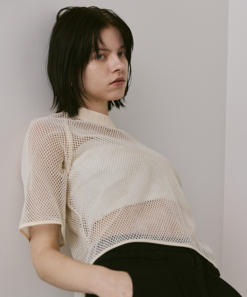 Aunt Marie's(アントマリーズ)の「2WAYメッシュクロップドトップス(Tシャツ/カットソー・レディース・ホワイト/アイボリー/ブラック・FREE)」の4枚目の写真