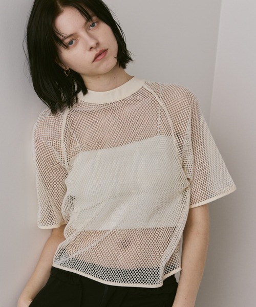 Aunt Marie's(アントマリーズ)の「2WAYメッシュクロップドトップス(Tシャツ/カットソー・レディース・ホワイト/アイボリー/ブラック・FREE)」の12枚目の写真
