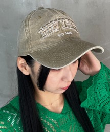 NEWYORK 刺繍ロゴ ダメージデニム クラッシュデニム キャップ