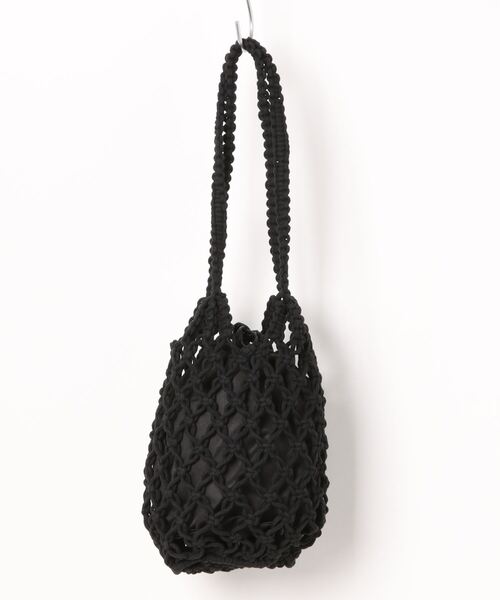 mimis（ミイーミイーズ）の「マクラメミニバック巾着内袋付（トートバッグ・レディース・アイボリー/ブラック/ベージュ・FREE）」の3枚目の写真