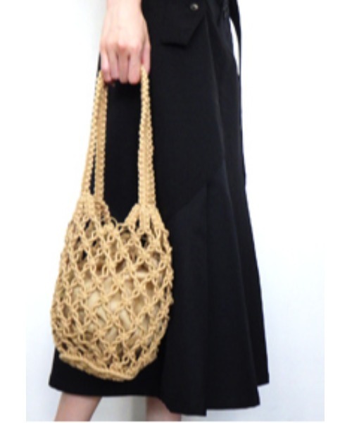 mimis（ミイーミイーズ）の「マクラメミニバック巾着内袋付（トートバッグ・レディース・アイボリー/ブラック/ベージュ・FREE）」の5枚目の写真