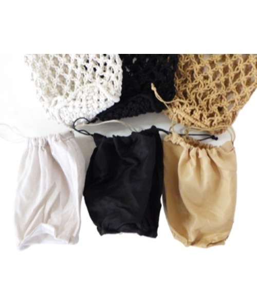 mimis（ミイーミイーズ）の「マクラメミニバック巾着内袋付（トートバッグ・レディース・アイボリー/ブラック/ベージュ・FREE）」の13枚目の写真