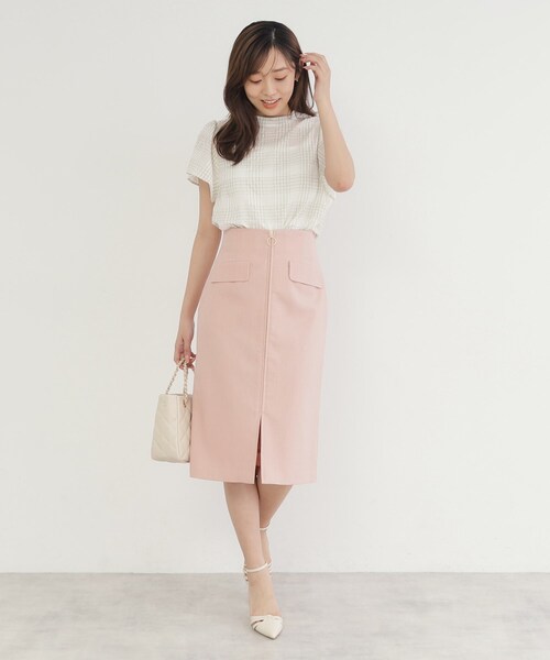 index(インデックス)の「◆シアーサッカーチェック フレアスリーブブラウス【洗濯機洗い可/イージーケア】(シャツ/ブラウス・レディース・ネイビー系1/アイボリー系1/サックスブルー系1・42/40/38/36)」の6枚目の写真