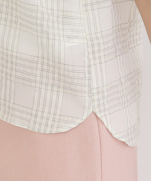 index(インデックス)の「◆シアーサッカーチェック フレアスリーブブラウス【洗濯機洗い可/イージーケア】(シャツ/ブラウス・レディース・ネイビー系1/アイボリー系1/サックスブルー系1・42/40/38/36)」の22枚目の写真