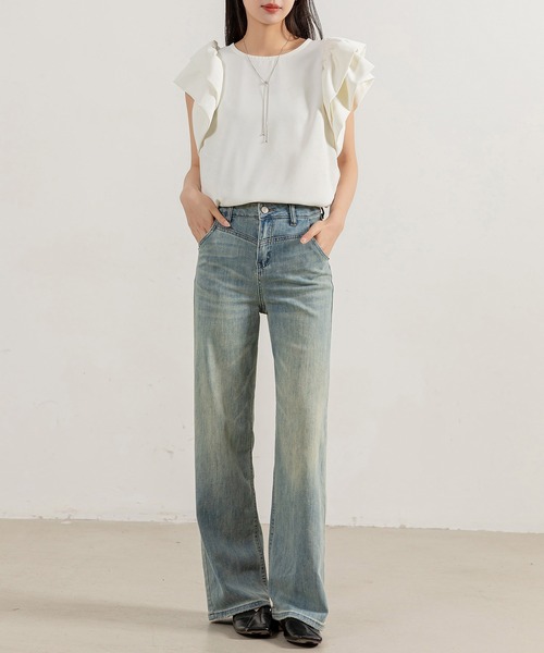 DAY CLOSET（デイ クローゼット）の「レディース Wボリュームフリルスリーブブラウス（シャツ/ブラウス・レディース・ブラック/ホワイト/ダークブラウン・FREE）」の8枚目の写真