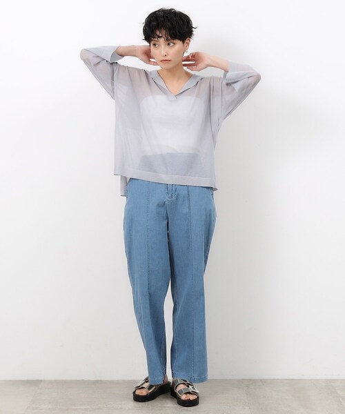 OPAQUE.CLIP(オペークドットクリップ)の「◆セーラーカラーシアーニット【洗濯機洗い可】(ニット/セーター・レディース・ホワイト/ライトグレー/ダークブラウン・38/40/42)」の16枚目の写真