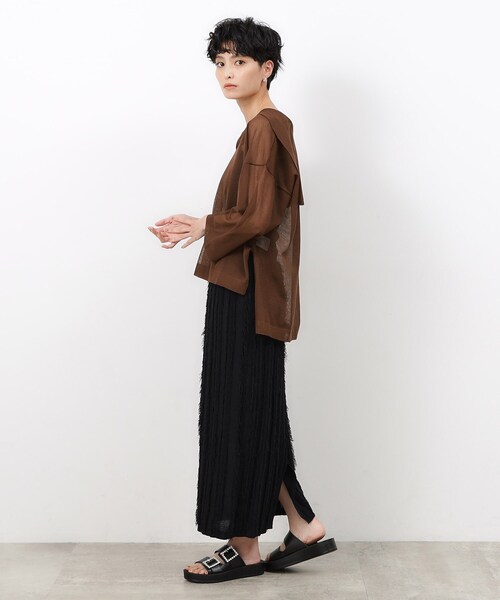 OPAQUE.CLIP(オペークドットクリップ)の「◆セーラーカラーシアーニット【洗濯機洗い可】(ニット/セーター・レディース・ホワイト/ライトグレー/ダークブラウン・38/40/42)」の11枚目の写真