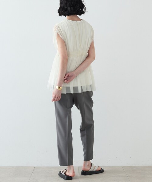 GALLEST（ギャレスト）の「◆チュールシャーリングトップス（シャツ/ブラウス・レディース・ブラック/ダークブラウン/アイボリー・38）」の11枚目の写真