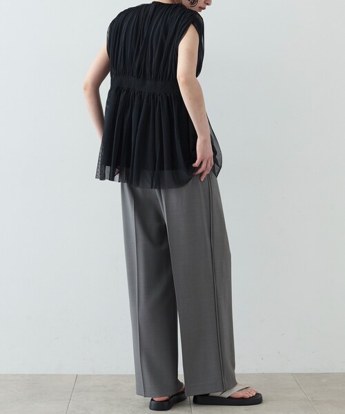 GALLEST（ギャレスト）の「◆チュールシャーリングトップス（シャツ/ブラウス・レディース・ブラック/ダークブラウン/アイボリー・38）」の13枚目の写真