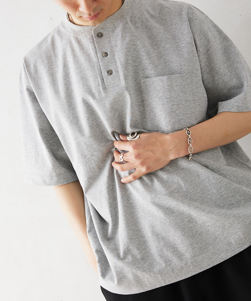 JOURNAL STANDARD relume（ジャーナルスタンダード　レリューム）の「Allen A / アレンエー S/S PK HENLY NECK（Tシャツ/カットソー・メンズ・ライトグレー/チャコールグレー/ホワイト・MEDIUM/LARGE/SMALL）」の10枚目の写真