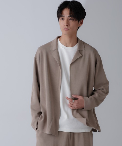 NANO universe(ナノユニバース)の「14ゲージミラノリブニット ボタンレスジャケット(手洗い可能)(テーラードジャケット・メンズ・ブラック/グレー系その他4・M/L)」の2枚目の写真