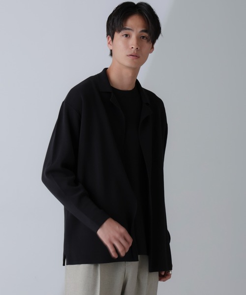 NANO universe(ナノユニバース)の「14ゲージミラノリブニット ボタンレスジャケット(手洗い可能)(テーラードジャケット・メンズ・ブラック/グレー系その他4・M/L)」の3枚目の写真