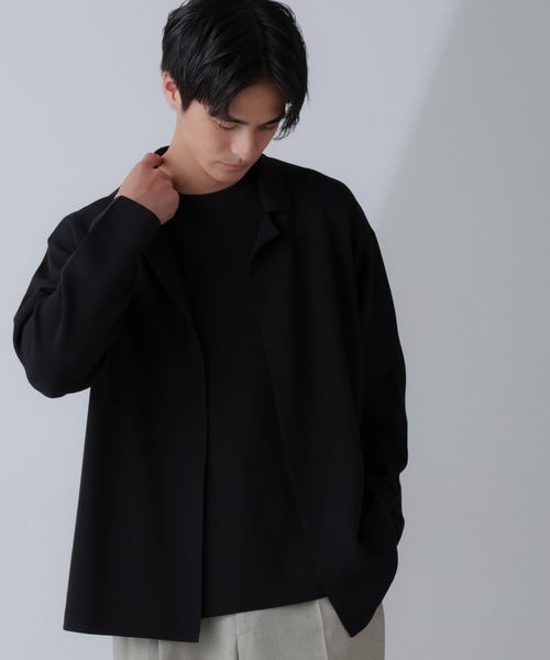 NANO universe(ナノユニバース)の「14ゲージミラノリブニット ボタンレスジャケット(手洗い可能)(テーラードジャケット・メンズ・ブラック/グレー系その他4・M/L)」の5枚目の写真