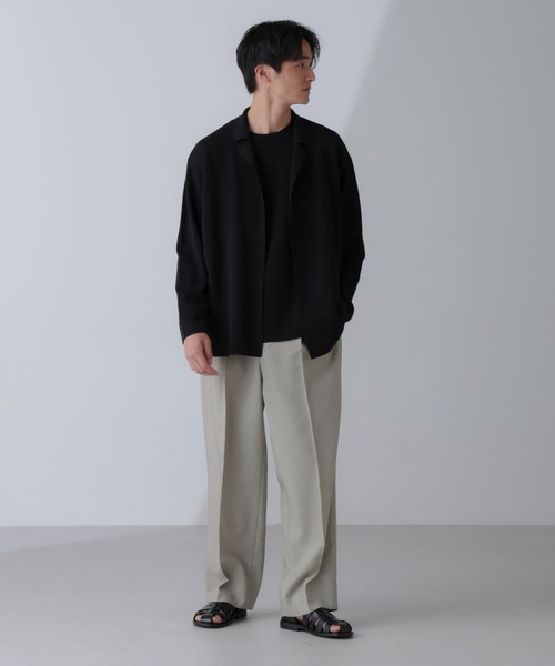 NANO universe(ナノユニバース)の「14ゲージミラノリブニット ボタンレスジャケット(手洗い可能)(テーラードジャケット・メンズ・ブラック/グレー系その他4・M/L)」の7枚目の写真