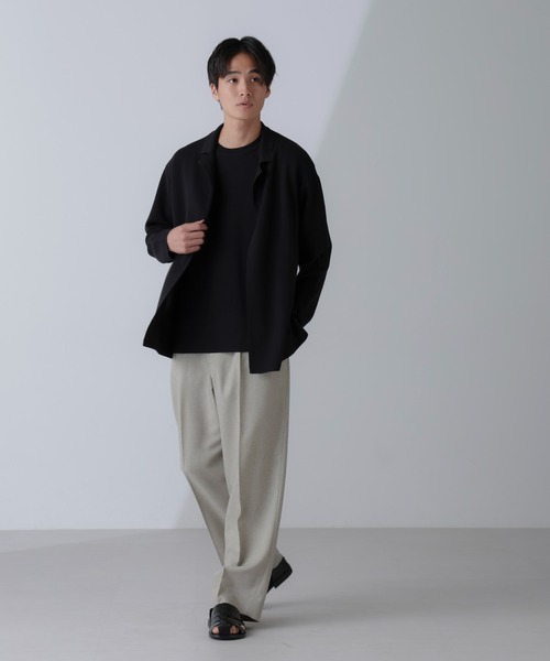 NANO universe(ナノユニバース)の「14ゲージミラノリブニット ボタンレスジャケット(手洗い可能)(テーラードジャケット・メンズ・ブラック/グレー系その他4・M/L)」の9枚目の写真