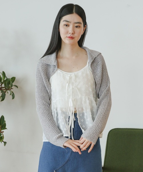 3.3 Field Trip （3.3フィールドトリップ）の「3.3 Field Trip／ソフトボレロカーディガン（スウェット・レディース・ブラック/アイボリー/グレー・FREE）」の4枚目の写真