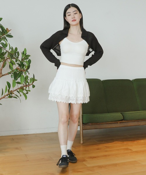 3.3 Field Trip （3.3フィールドトリップ）の「3.3 Field Trip／ソフトボレロカーディガン（スウェット・レディース・ブラック/アイボリー/グレー・FREE）」の6枚目の写真