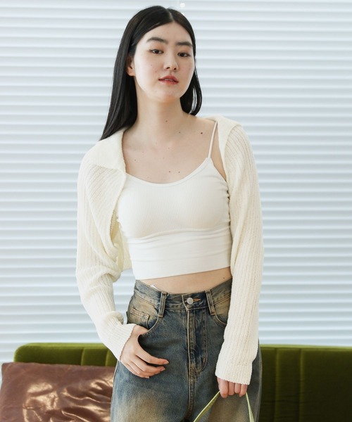 3.3 Field Trip （3.3フィールドトリップ）の「3.3 Field Trip／ソフトボレロカーディガン（スウェット・レディース・ブラック/アイボリー/グレー・FREE）」の13枚目の写真