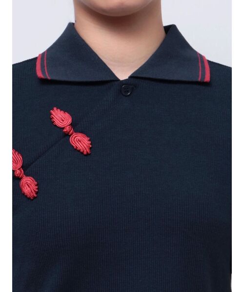 jouetie（ジュエティ）の「チャイナポロトップス（ポロシャツ・レディース・ボルドー/ブラック/ネイビー/アイボリー・MEDIUM）」の20枚目の写真