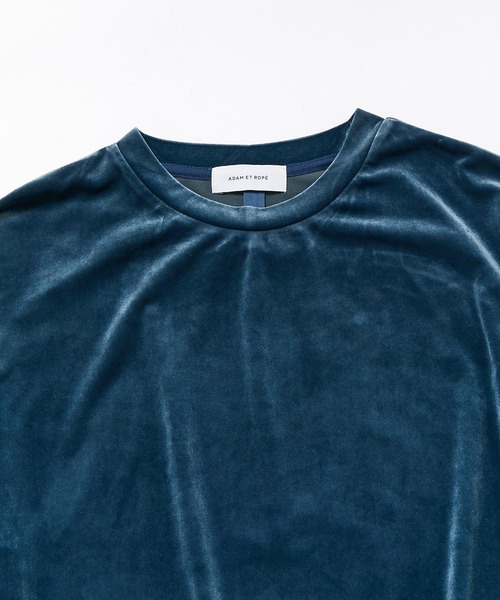 ADAM ET ROPE'（アダムエロペ）の「ルーズシルエット ベロア クルーネック プルオーバー / ロングシーズン着用可能 / セットアップ対応 / ユニセックス（Tシャツ/カットソー・メンズ・ブラウン/ブルー系その他/ブルー系その他4・L/M）」の4枚目の写真