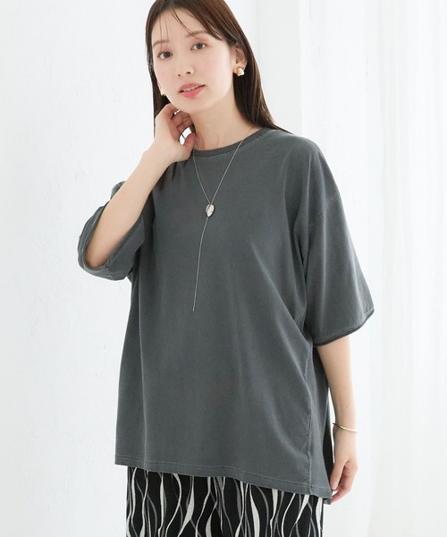 LEPSIM（レプシィム）の「サイドリブ5分袖T　129984（Tシャツ/カットソー・レディース・ライトブルー/オフホワイト/チャコールグレー・FREE）」の2枚目の写真