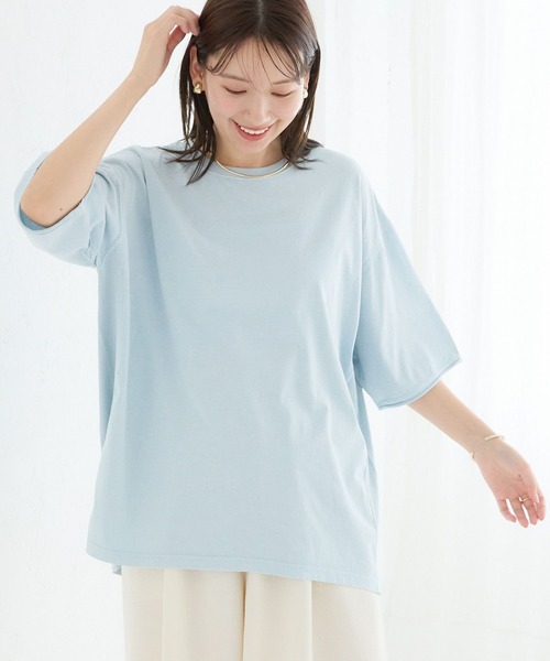 LEPSIM（レプシィム）の「サイドリブ5分袖T　129984（Tシャツ/カットソー・レディース・ライトブルー/オフホワイト/チャコールグレー・FREE）」の3枚目の写真