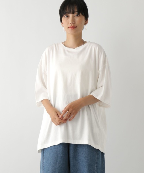 LEPSIM（レプシィム）の「サイドリブ5分袖T　129984（Tシャツ/カットソー・レディース・ライトブルー/オフホワイト/チャコールグレー・FREE）」の8枚目の写真