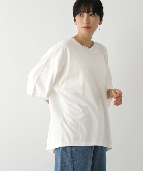 LEPSIM（レプシィム）の「サイドリブ5分袖T　129984（Tシャツ/カットソー・レディース・ライトブルー/オフホワイト/チャコールグレー・FREE）」の7枚目の写真