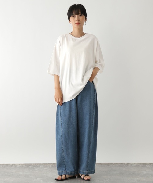 LEPSIM（レプシィム）の「サイドリブ5分袖T　129984（Tシャツ/カットソー・レディース・ライトブルー/オフホワイト/チャコールグレー・FREE）」の6枚目の写真