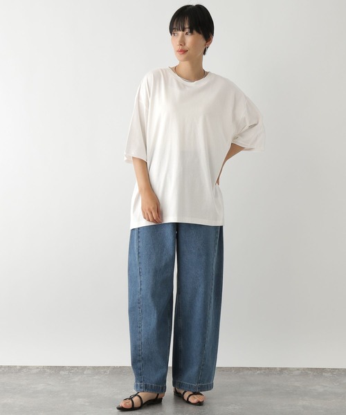 LEPSIM（レプシィム）の「サイドリブ5分袖T　129984（Tシャツ/カットソー・レディース・ライトブルー/オフホワイト/チャコールグレー・FREE）」の5枚目の写真