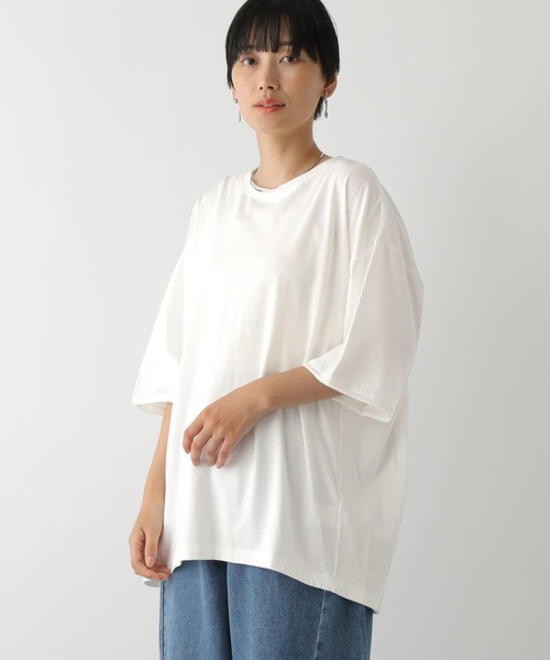 LEPSIM（レプシィム）の「サイドリブ5分袖T　129984（Tシャツ/カットソー・レディース・ライトブルー/オフホワイト/チャコールグレー・FREE）」の9枚目の写真