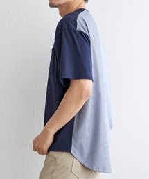 ストライプブロード切り替えTシャツ