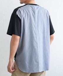 ストライプブロード切り替えTシャツ