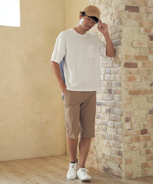 ikka(イッカ)の「ストライプブロード切り替えTシャツ(Tシャツ/カットソー・メンズ・ホワイト/ブラック/ネイビー・M/L/XL/S)」の7枚目の写真