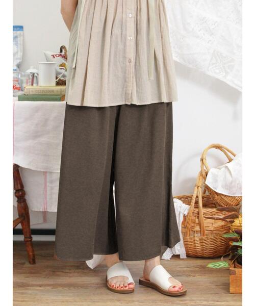 Samansa Mos2(サマンサ モスモス)の「【接触冷感】レーヨン混タックワイドパンツ(その他パンツ・レディース・カーキ/ダークブラウン/ブラック・F)」の22枚目の写真