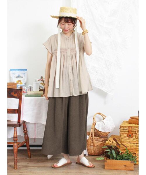 Samansa Mos2(サマンサ モスモス)の「【接触冷感】レーヨン混タックワイドパンツ(その他パンツ・レディース・カーキ/ダークブラウン/ブラック・F)」の21枚目の写真