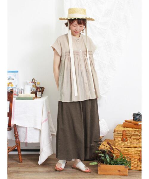 Samansa Mos2(サマンサ モスモス)の「【接触冷感】レーヨン混タックワイドパンツ(その他パンツ・レディース・カーキ/ダークブラウン/ブラック・F)」の20枚目の写真