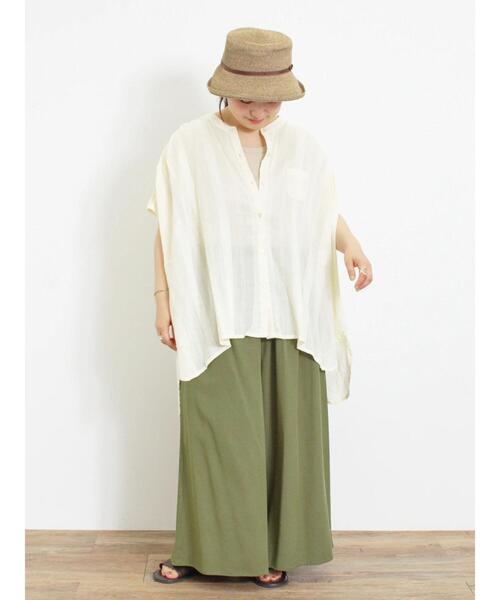 Samansa Mos2(サマンサ モスモス)の「【接触冷感】レーヨン混タックワイドパンツ(その他パンツ・レディース・カーキ/ダークブラウン/ブラック・F)」の16枚目の写真