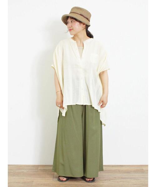 Samansa Mos2(サマンサ モスモス)の「【接触冷感】レーヨン混タックワイドパンツ(その他パンツ・レディース・カーキ/ダークブラウン/ブラック・F)」の15枚目の写真