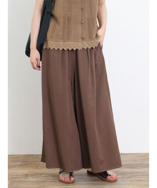 Samansa Mos2(サマンサ モスモス)の「【接触冷感】レーヨン混タックワイドパンツ(その他パンツ・レディース・カーキ/ダークブラウン/ブラック・F)」の12枚目の写真