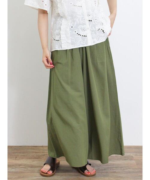 Samansa Mos2(サマンサ モスモス)の「【接触冷感】レーヨン混タックワイドパンツ(その他パンツ・レディース・カーキ/ダークブラウン/ブラック・F)」の8枚目の写真