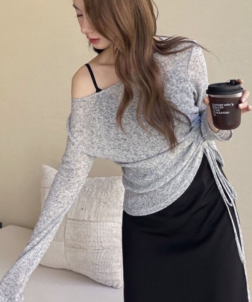 GEMEDA(ジェメダ)の「シースルークロップドニット(Tシャツ/カットソー・レディース・ライトグレー/ライトグリーン/ライトパープル・M)」の5枚目の写真