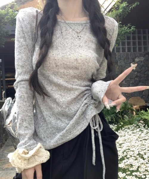 GEMEDA(ジェメダ)の「シースルークロップドニット(Tシャツ/カットソー・レディース・ライトグレー/ライトグリーン/ライトパープル・M)」の22枚目の写真