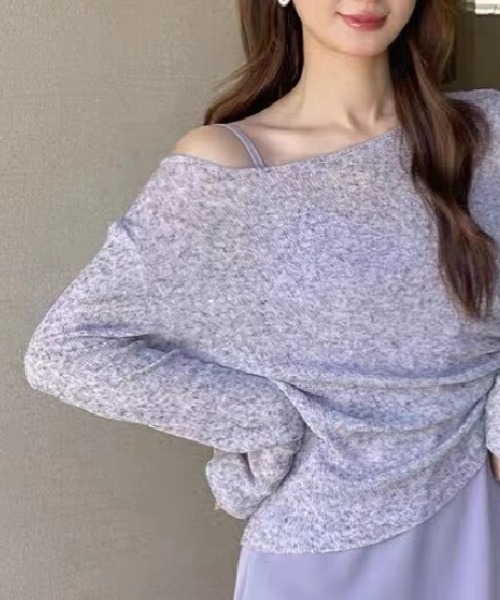 GEMEDA(ジェメダ)の「シースルークロップドニット(Tシャツ/カットソー・レディース・ライトグレー/ライトグリーン/ライトパープル・M)」の7枚目の写真