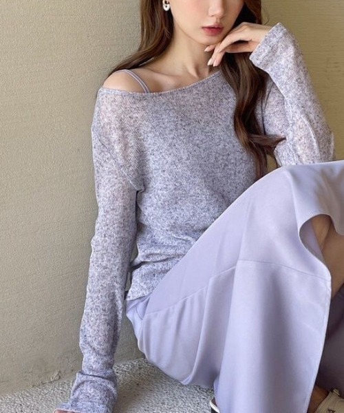 GEMEDA(ジェメダ)の「シースルークロップドニット(Tシャツ/カットソー・レディース・ライトグレー/ライトグリーン/ライトパープル・M)」の11枚目の写真