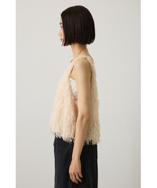 crie conforto（クリーコンフォルト）の「フェザーヤーンベスト（ベスト・レディース・アイボリー/ライトグレー/ブラウン・FREE）」の5枚目の写真