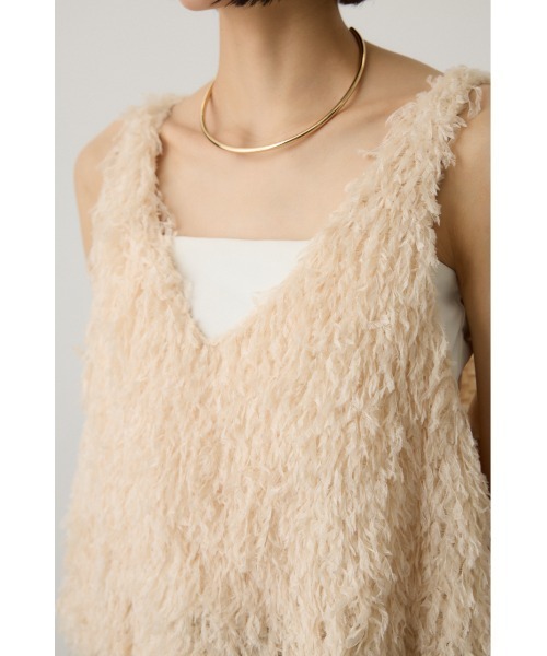 crie conforto（クリーコンフォルト）の「フェザーヤーンベスト（ベスト・レディース・アイボリー/ライトグレー/ブラウン・FREE）」の8枚目の写真