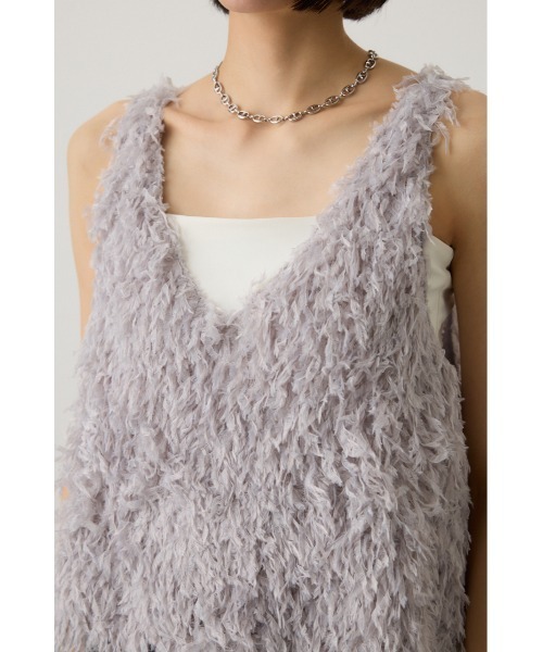 crie conforto（クリーコンフォルト）の「フェザーヤーンベスト（ベスト・レディース・アイボリー/ライトグレー/ブラウン・FREE）」の12枚目の写真