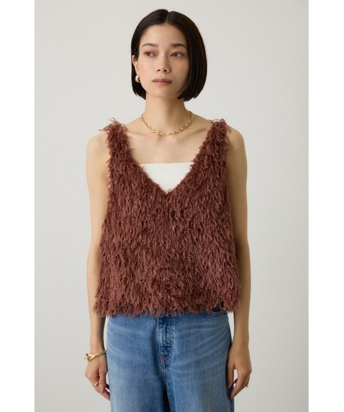 crie conforto（クリーコンフォルト）の「フェザーヤーンベスト（ベスト・レディース・アイボリー/ライトグレー/ブラウン・FREE）」の15枚目の写真